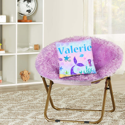 Mermaid Tail Pillow with Name Kids Cushion Room Decor Gift for Son Daughter Grandson Granddaughter- 16in insert included