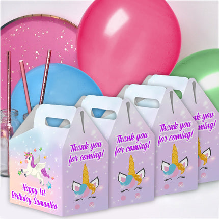 Unicorn Candy Gable Box for Birthday Party Favors 12 Pack - 4.4x4.5in