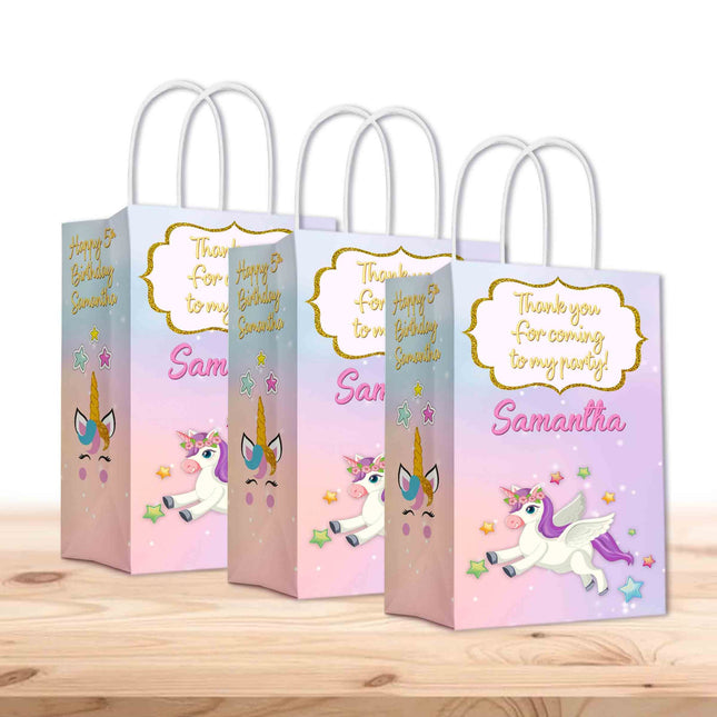 Unicorn Bags with Handles for Kids Gift Favor Birthday Party - 12pack