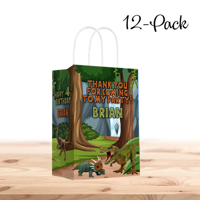 Dinosaurs Bags with Handles for Kids Gift Favor Birthday Party - 12pack