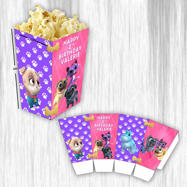 Puppy Dog Pals Popcorn Box for Birthday Party Candy Snack Favor - Digital and physical Options