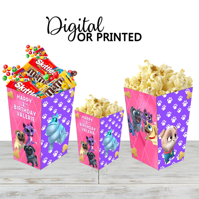 Puppy Dog Pals Popcorn Box for Birthday Party Candy Snack Favor - Digital and physical Options
