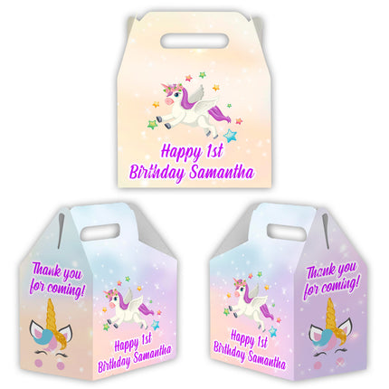 Unicorn Candy Gable Box for Birthday Party Favors 12 Pack - 4.4x4.5in