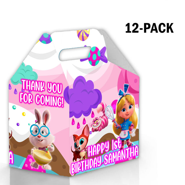 Alice Bakery Candy Gable Box for Birthday Party Favors 12 Pack - 4.4x4.5in