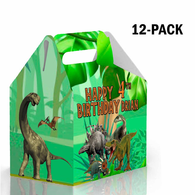 Dinosaurs Candy Gable Box for Birthday Party Favors 12 Pack - 4.4x4.5in