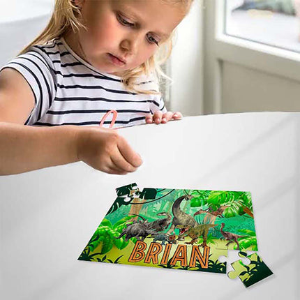 Dinosaurs Puzzle with Name Kids Jigsaw Gift Son Daughter Birthday | 30pcs 7.5x9.5in
