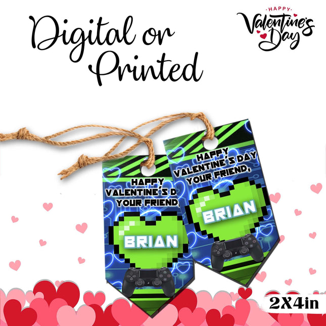 Video Game Valentine’s Day Gift Tags - Digital or Printed