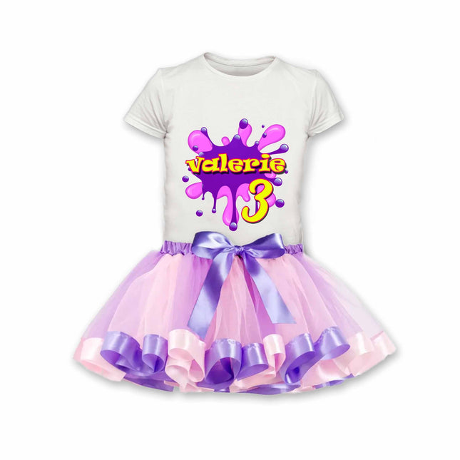 Slime Birthday Girl Outfit Shirt or Onesie and Skirt Tutu for Party and Photo Shoot