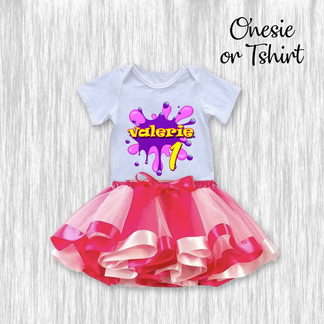 Slime Birthday Girl Outfit Shirt or Onesie and Skirt Tutu for Party and Photo Shoot