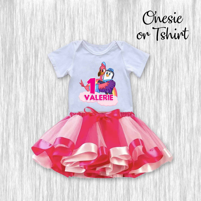TOTS Birthday Girl Outfit Shirt or Onesie and Skirt Tutu for Party and Photo Shoot
