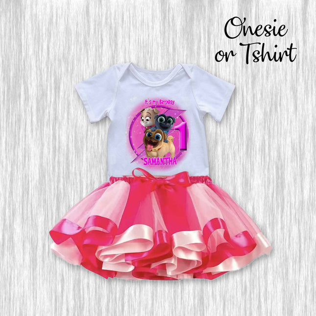 Puppy Dog Pals Birthday Girl Outfit Shirt or Onesie and Skirt Tutu for Party and Photo Shoot