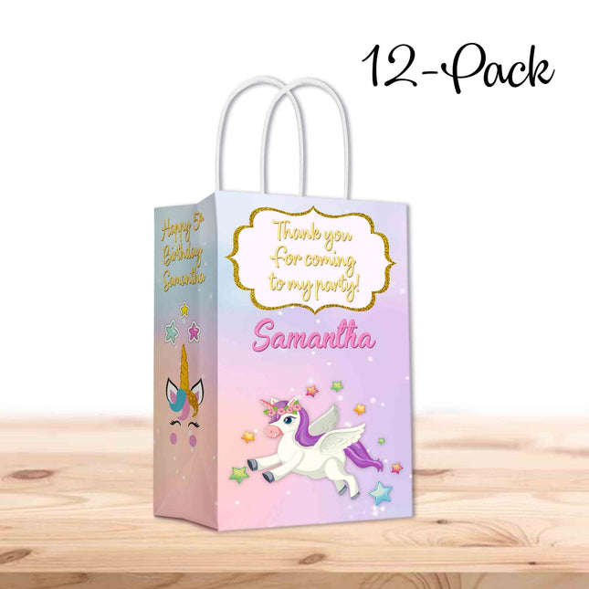 Unicorn Bags with Handles for Kids Gift Favor Birthday Party - 12pack