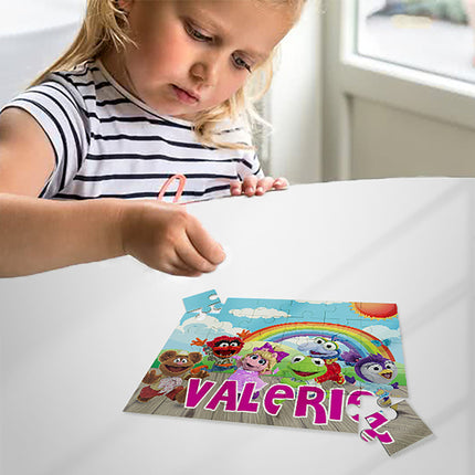 Muppet Babies Puzzle with Name Kids Jigsaw Gift Son Daughter Birthday | 30pcs 7.5x9.5in #Pink