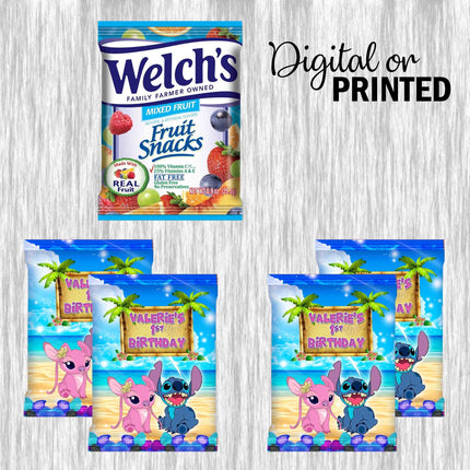 Stitch Fruit Snack Label Sticker for Kids Birthday Party Favor Decor Digital and Physical Options