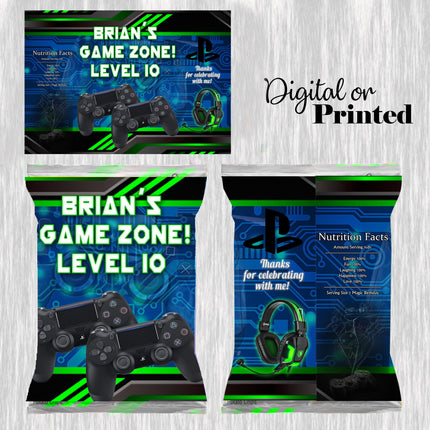 Video Game Chip Bags Label for Kids Birthday Party Favor Decor, Stickers or Finished Options