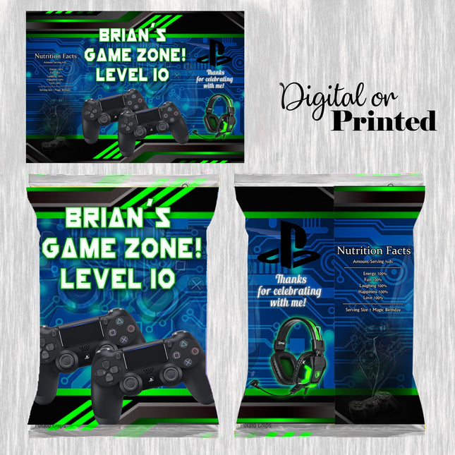 Video Game Chip Bags Label for Kids Birthday Party Favor Decor, Stickers or Finished Options