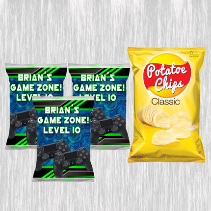 Video Game Chip Bags Label for Kids Birthday Party Favor Decor, Stickers or Finished Options
