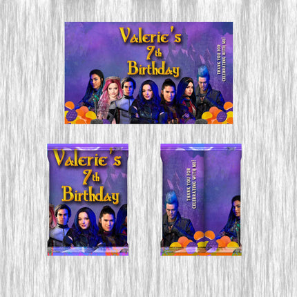 Descendants Fruit Snack Label Sticker for Kids Birthday Party Favor Decor Custom Physical Product