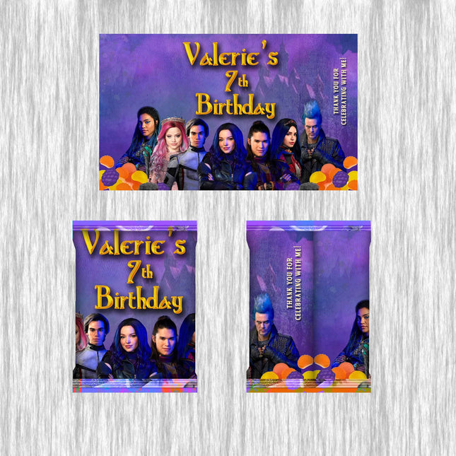 Descendants Fruit Snack Label Sticker for Kids Birthday Party Favor Decor Custom Physical Product
