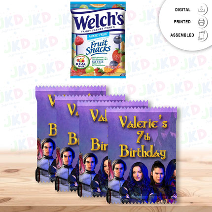 Descendants Fruit Snack Label Sticker for Kids Birthday Party Favor Decor Custom Physical Product