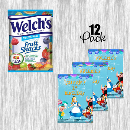 Alice in Wonderland Fruit Snack Label Sticker for Kids Birthday Party Favor Decor Custom Physical Product
