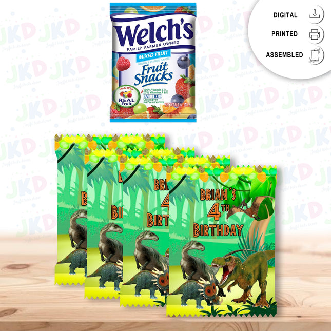 Dinosaurs Fruit Snack Label Sticker for Kids Birthday Party Favor Decor Custom Physical Product