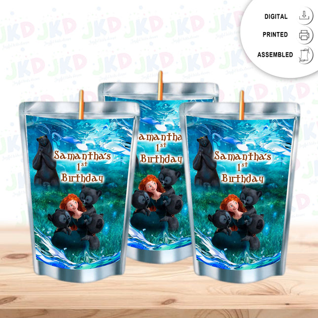 Brave Juice Pouch Label Sticker or Complete Custom Juice Pouches for Kids Birthday Party Favor Decor