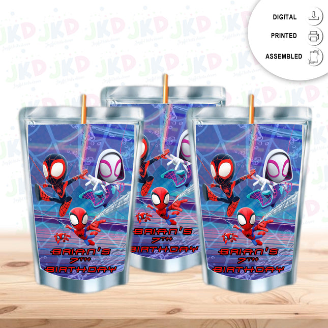 Spidey Juice Pouch Label Sticker or Complete Custom Juice Pouches for Kids Birthday Party Favor Decor