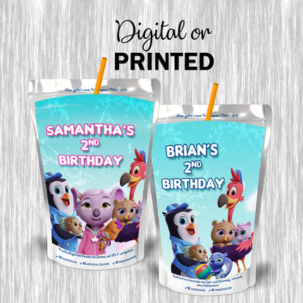 TOTS Juice Pouch Label Sticker for Kids Birthday Party Favor Decor - Digital and physical options #Blue