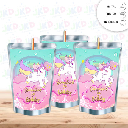 Unicorn #Style 2 Juice Pouch Label Sticker or Complete Custom Juice Pouches for Kids Birthday Party Favor Decor