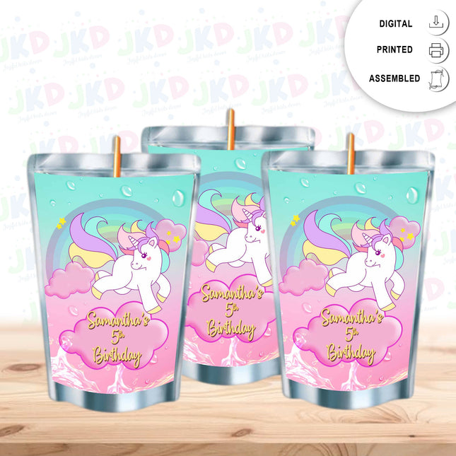 Unicorn #Style 2 Juice Pouch Label Sticker or Complete Custom Juice Pouches for Kids Birthday Party Favor Decor