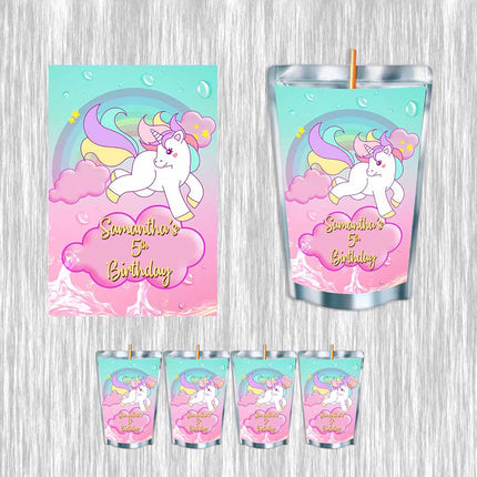 Unicorn #Style 2 Juice Pouch Label Sticker or Complete Custom Juice Pouches for Kids Birthday Party Favor Decor
