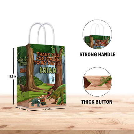 Dinosaurs Bags with Handles for Kids Gift Favor Birthday Party - 12pack