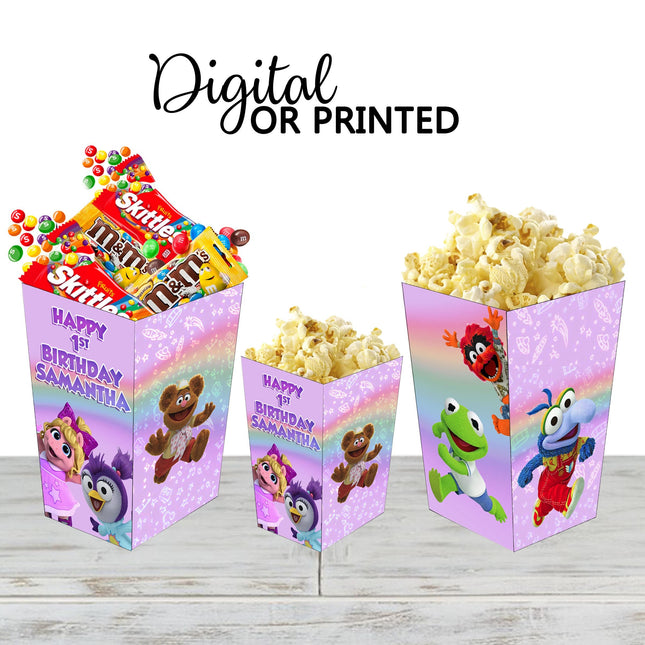 Muppet Babies Popcorn Box for Birthday Party Candy Snack Favor - Digital and physical Options