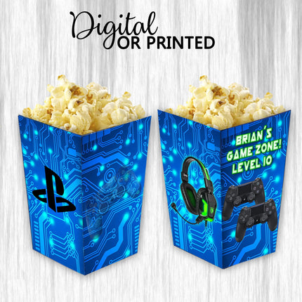 Video Game Popcorn Box for Birthday Party Candy Snack Favor - Digital and physical Options