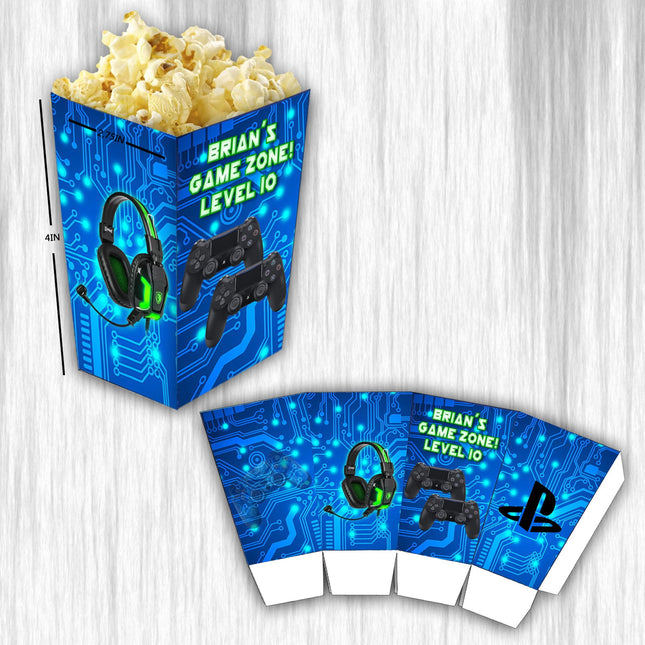 Video Game Popcorn Box for Birthday Party Candy Snack Favor - Digital and physical Options