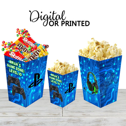 Video Game Popcorn Box for Birthday Party Candy Snack Favor - Digital and physical Options