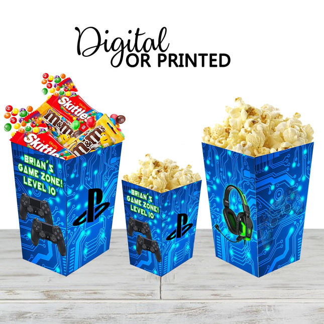 Video Game Popcorn Box for Birthday Party Candy Snack Favor - Digital and physical Options