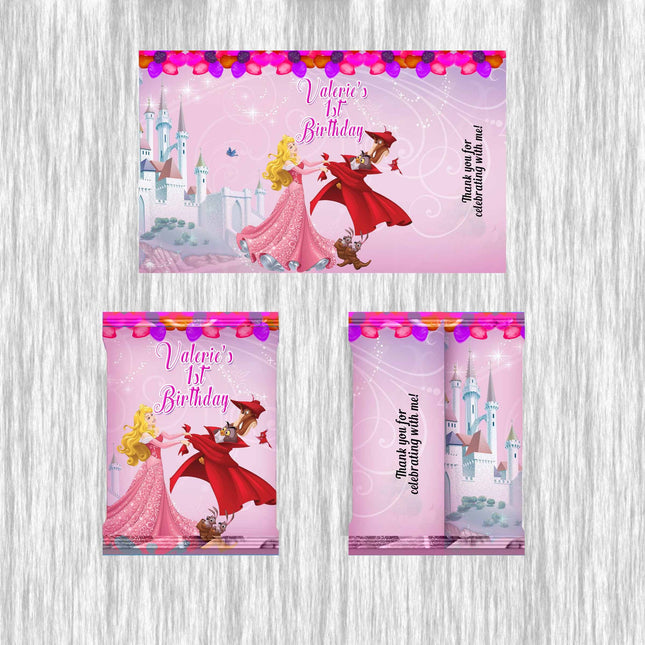 Sleeping Beauty Fruit Snack Label Sticker for Kids Birthday Party Favor Decor Custom Physical Product