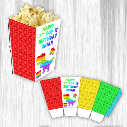 Pop It Popcorn Box for Birthday Party Candy Snack Favor - Digital and physical Options