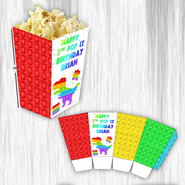 Pop It Popcorn Box for Birthday Party Candy Snack Favor - Digital and physical Options