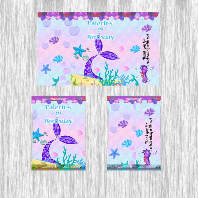 Mermaid Tail Fruit Snack Label Sticker for Kids Birthday Party Favor Decor Custom Physical Product