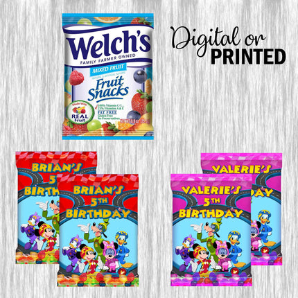 Minnie Roadster Racers Fruit Snack Label Sticker for Kids Birthday Party Favor Decor Custom Physical Product