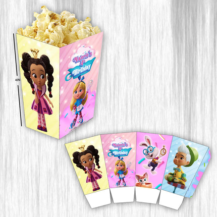 Alice Bakery Popcorn Box for Birthday Party Candy Snack Favor - Digital and physical Options