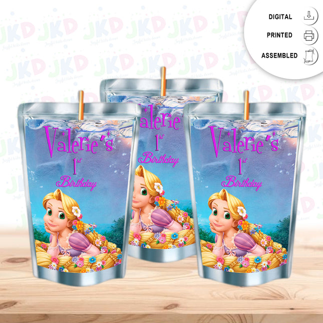 Tangled Juice Pouch Label Sticker or Complete Custom Juice Pouches for Kids Birthday Party Favor Decor