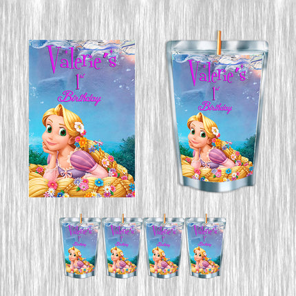Tangled Juice Pouch Label Sticker or Complete Custom Juice Pouches for Kids Birthday Party Favor Decor
