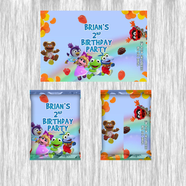Muppet Babies Fruit Snack Label Sticker for Kids Birthday Party Favor Decor Digital and Physical Options #Blue