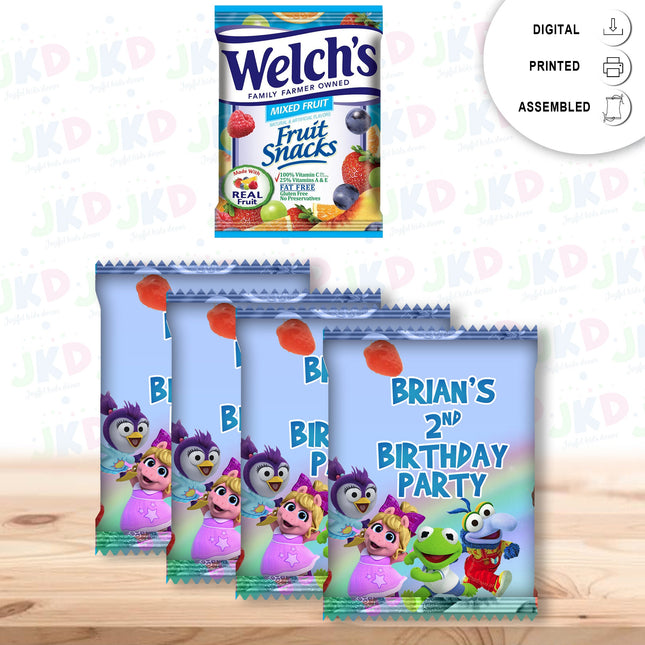 Muppet Babies Fruit Snack Label Sticker for Kids Birthday Party Favor Decor Digital and Physical Options #Blue