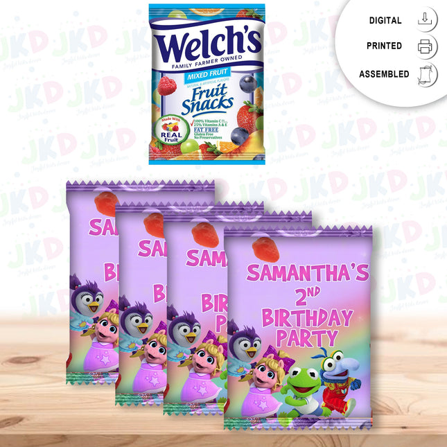 Muppet Babies Fruit Snack Label Sticker for Kids Birthday Party Favor Decor Digital and Physical Options #Pink