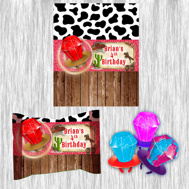 Cowboy Ring Pop Label Sticker for Birthday Party Candy Favor - Digital, Stickers or Finished Options